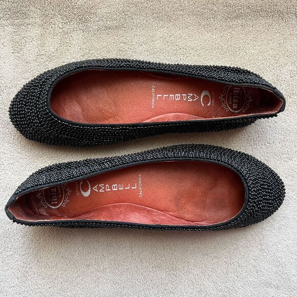 Jeffrey Campbell Stroke Black Beaded Ballet Flat Shoes Women’s 7 Round Toe Chic - Picture 1 of 16